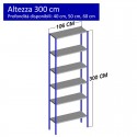 Scaffalatura metallica a 6 ripiani altezza 3 metri
