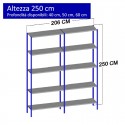 Scaffalatura metallica a 10 ripiani altezza 2,5 metri